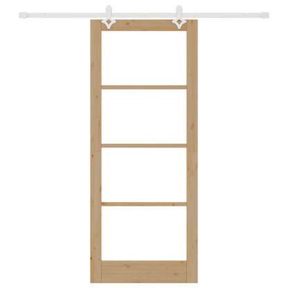 Sliding Door with Hardware Set 86x211 cm Solid Wood Pine, vidaXL Interior Door with Glass 'ORKDAL'86x211x4 cm Solid Wood Pine