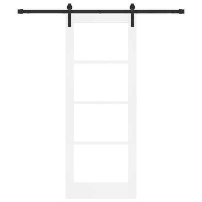 Sliding Door with Hardware Set "ORKDAL" White Solid Wood&Glass, vidaXL Interior Door with Glass "ORKDAL" White 78x202x4 cm