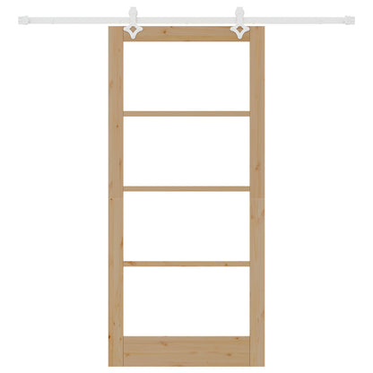 Sliding Door with Hardware Set 93x202 cm Solid Wood Pine, vidaXL Interior Door with Glass 'ORKDAL'93x202x4 cm Solid Wood Pine