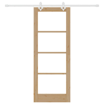 Sliding Door with Hardware Set 78x202 cm Solid Wood Pine, vidaXL Interior Door with Glass 'ORKDAL'78x202x4 cm Solid Wood Pine