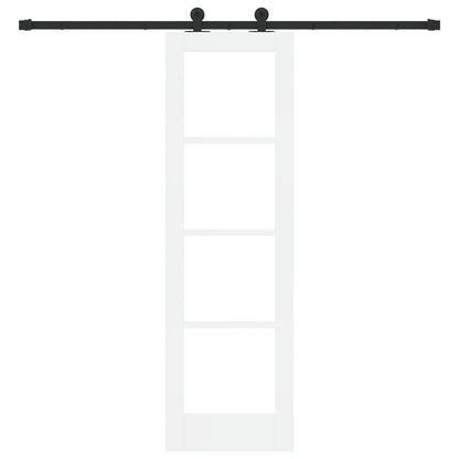 Sliding Door with Hardware Set 'ORKDAL'White Solid Wood&Glass, vidaXL Interior Door with Glass 'ORKDAL'White 61x198.5x4 cm