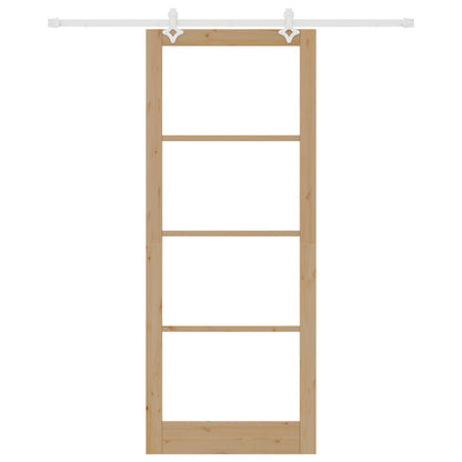 Sliding Door with Hardware Set 93x232 cm Solid Wood Pine, vidaXL Interior Door with Glass 'ORKDAL'93x232x4 cm Solid Wood Pine