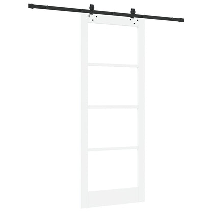Sliding Door with Hardware Set "ORKDAL" White Solid Wood & Glass, vidaXL Interior Door with Glass "ORKDAL" White 83x211x4 cm