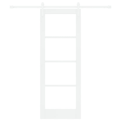 Sliding Door with Hardware Set 'ORKDAL'White Solid Wood & Glass, vidaXL Interior Door with Glass 'ORKDAL'White 73.5x198.5x4 cm