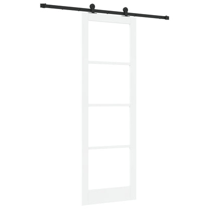 Sliding Door with Hardware Set 'ORKDAL'White Solid Wood&Glass, vidaXL Interior Door with Glass 'ORKDAL'White 78x232x4 cm