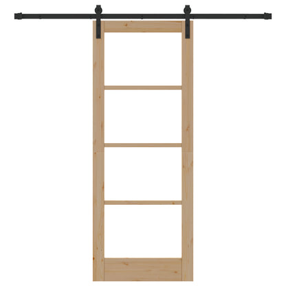 Sliding Door with Hardware Set "ORKDAL" Solid Wood & Glass, vidaXL Interior Door with Glass "ORKDAL" 78x202x4 cm Solid Wood Pine