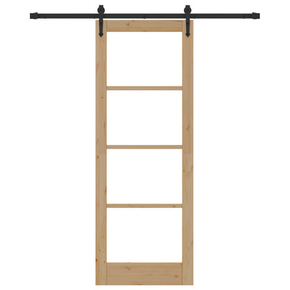 Sliding Door with Hardware Set 78x211 cm Solid Wood Pine, vidaXL Interior Door with Glass 'ORKDAL'78x211x4 cm Solid Wood Pine