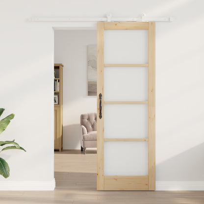 Sliding Door with Hardware Set 'ORKDAL'Solid Wood & Glass, vidaXL Interior Door with Glass 'ORKDAL'73.5x211x4 cm Solid Wood Pine