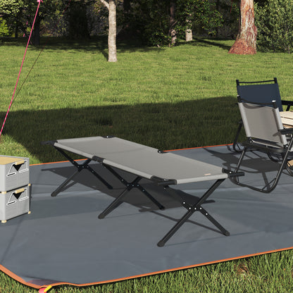 Folding Sun Bed with Carry Bag Grey 600D Oxford Fabric
