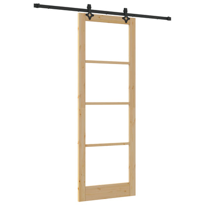 Sliding Door with Hardware Set "ORKDAL" Solid Wood & Glass, vidaXL Interior Door with Glass "ORKDAL" 83x232x4 cm Solid Wood Pine