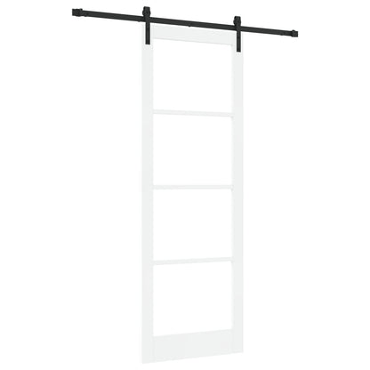 Sliding Door with Hardware Set "ORKDAL" White Solid Wood & Glass, vidaXL Interior Door with Glass "ORKDAL" White 83x232x4 cm