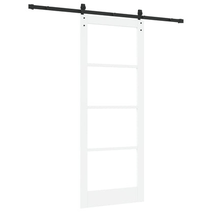 Sliding Door with Hardware Set 'ORKDAL'White Solid Wood & Glass, vidaXL Interior Door with Glass 'ORKDAL'White 83x211x4 cm