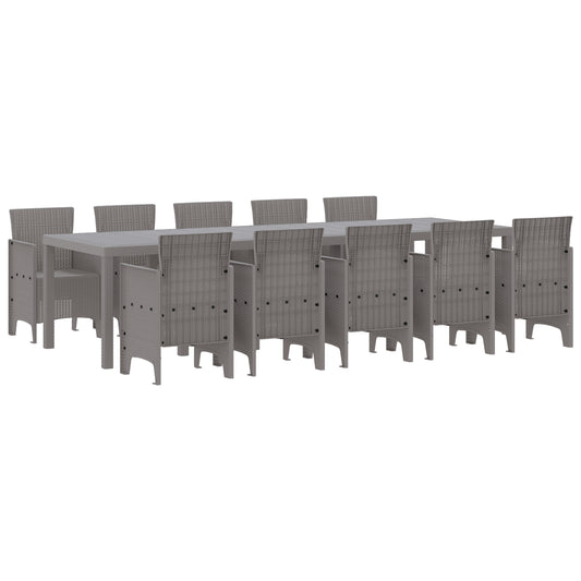11 Piece Garden Dining Set Light Grey Poly Rattan, vidaXL Garden Table Light Grey 150x100x73 cm Poly Rattan, vidaXL Garden Chairs 2 pcs Light Grey Poly Rattan, vidaXL Garden Chairs 4 pcs Light Grey Poly Rattan