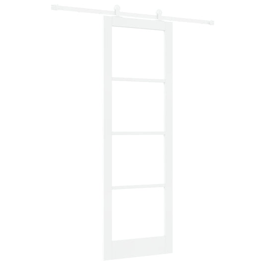 Sliding Door with Hardware Set 'ORKDAL'White Solid Wood&Glass, vidaXL Interior Door with Glass 'ORKDAL'White 78x232x4 cm