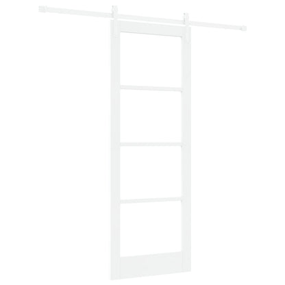 Sliding Door with Hardware Set "ORKDAL" White Solid Wood & Glass, vidaXL Interior Door with Glass "ORKDAL" White 78x211x4 cm