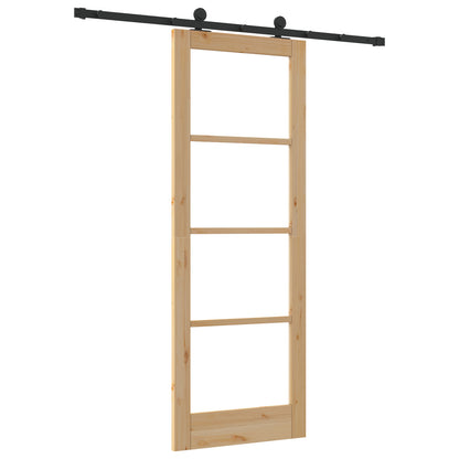 Sliding Door with Hardware Set "ORKDAL" Solid Wood&Glass, vidaXL Interior Door with Glass "ORKDAL" 78x211x4 cm Solid Wood Pine