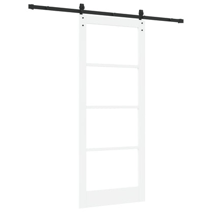 Sliding Door with Hardware Set 'ORKDAL'White Solid Wood & Glass, vidaXL Interior Door with Glass 'ORKDAL'White 86x211x4 cm