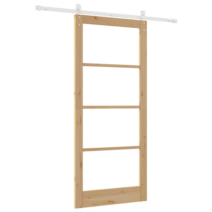 Sliding Door with Hardware Set 93x211 cm Solid Wood Pine, vidaXL Interior Door with Glass 'ORKDAL'93x211x4 cm Solid Wood Pine