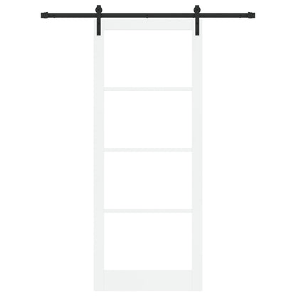 Sliding Door with Hardware Set 'ORKDAL'White Solid Wood & Glass, vidaXL Interior Door with Glass 'ORKDAL'White 93x232x4 cm