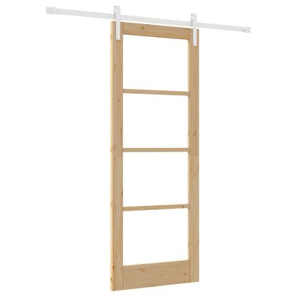 Sliding Door with Hardware Set "ORKDAL" Solid Wood & Glass, vidaXL Interior Door with Glass "ORKDAL" 78x202x4 cm Solid Wood Pine
