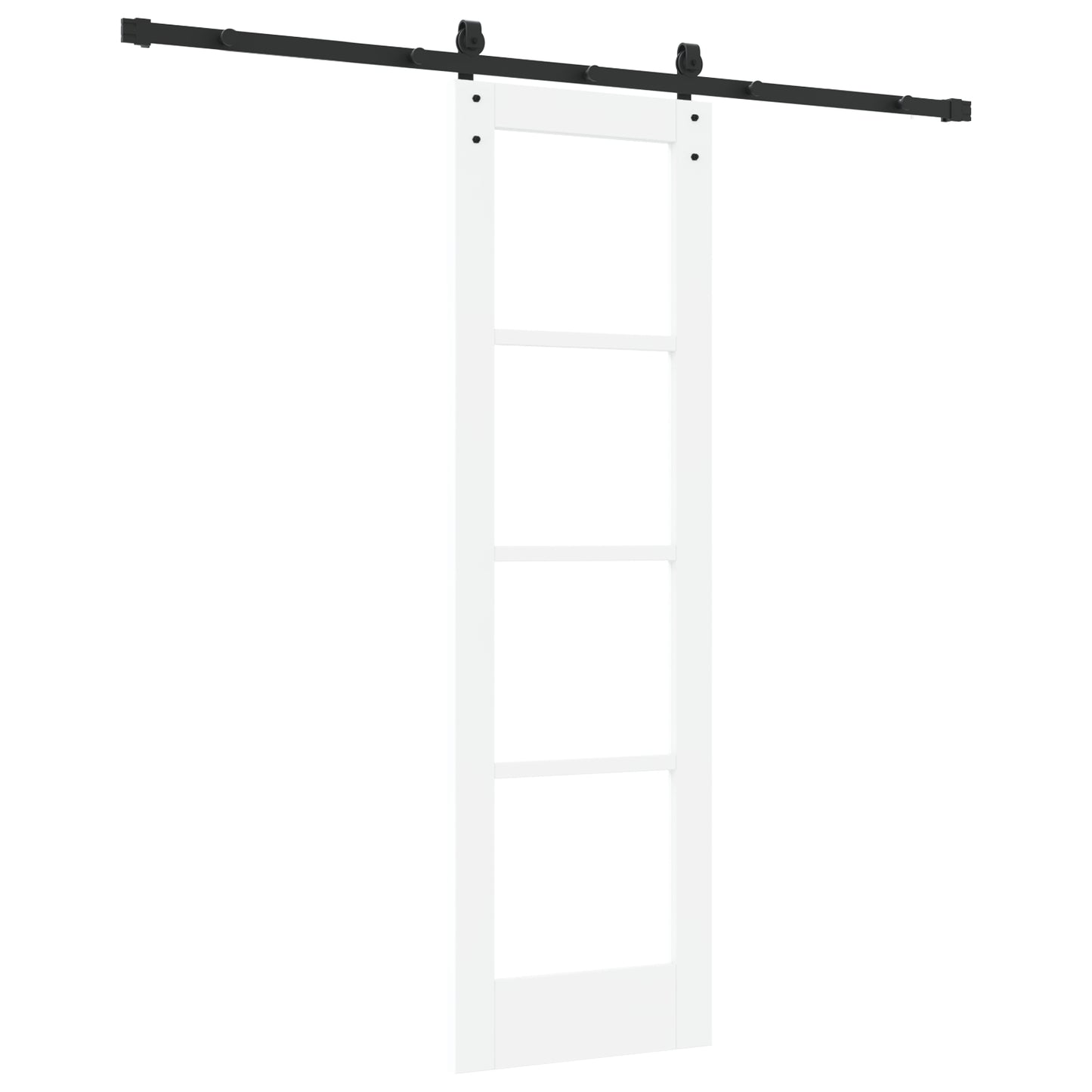 Sliding Door with Hardware Set "ORKDAL" White Solid Wood & Glass, vidaXL Interior Door with Glass "ORKDAL" White 61 x 198.5 x 4 cm