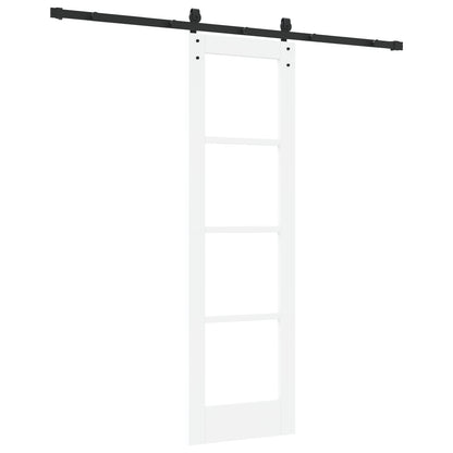 Sliding Door with Hardware Set "ORKDAL" White Solid Wood & Glass, vidaXL Interior Door with Glass "ORKDAL" White 61 x 198.5 x 4 cm