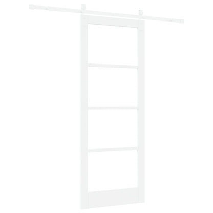 Sliding Door with Hardware Set "ORKDAL" White Solid Wood & Glass, vidaXL Interior Door with Glass "ORKDAL" White 83x211x4 cm