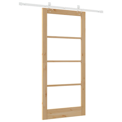 Sliding Door with Hardware Set 93x202 cm Solid Wood Pine, vidaXL Interior Door with Glass 'ORKDAL'93x202x4 cm Solid Wood Pine
