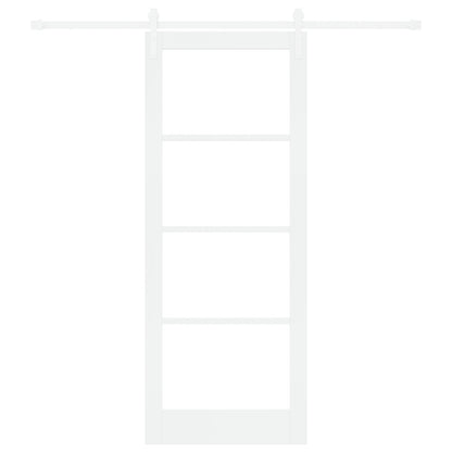 Sliding Door with Hardware Set "ORKDAL" White Solid Wood & Glass, vidaXL Interior Door with Glass "ORKDAL" White 83x211x4 cm