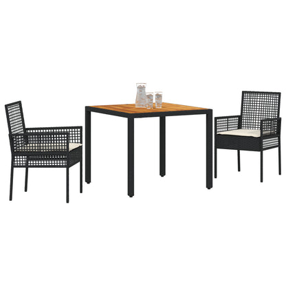 Dining Furniture Set Set of 3 Black Wood Durable Patio Gear
