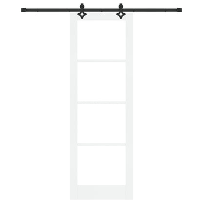 Sliding Door with Hardware Set "ORKDAL" White Solid Wood & Glass, vidaXL Interior Door with Glass "ORKDAL" White 78x232x4 cm