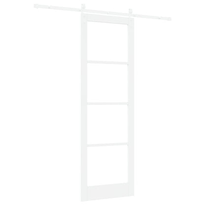 Sliding Door with Hardware Set "ORKDAL" White Solid Wood & Glass, vidaXL Interior Door with Glass "ORKDAL" White 78x232 cm