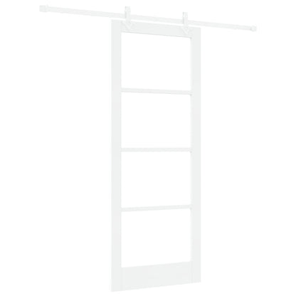 Sliding Door with Hardware Set White 83x211 cm Solid Wood Pine, vidaXL Interior Door with Glass "ORKDAL" White 83x211x4 cm