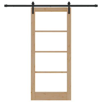 Sliding Door with Hardware Set "ORKDAL" Solid Wood & Glass, vidaXL Interior Door with Glass "ORKDAL" 86x198.5x4 cm Solid Wood Pine