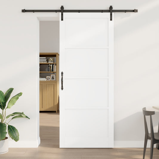 Sliding Door with Hardware Set White 93x232 cm Solid Wood Pine, vidaXL Interior Door 'ORKDAL'White 93x232x4 cm Solid Wood Pine
