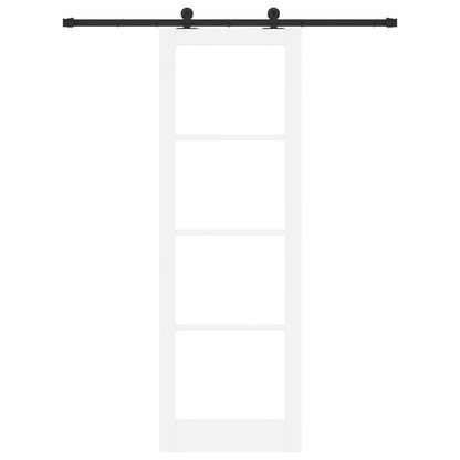 Sliding Door with Hardware Set 'ORKDAL'White Solid Wood&Glass, vidaXL Interior Door with Glass 'ORKDAL'White 78x232x4 cm