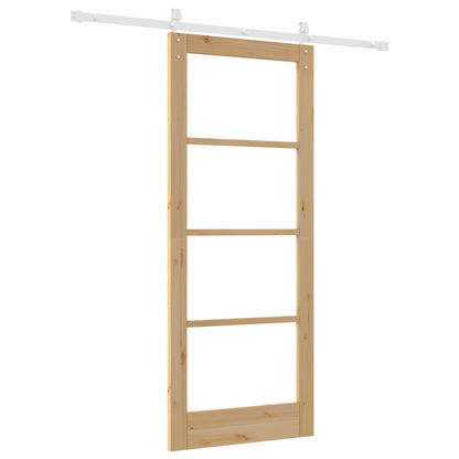 Sliding Door with Hardware Set "ORKDAL" Solid Wood & Glass, vidaXL Interior Door with Glass "ORKDAL" 83x202x4 cm Solid Wood Pine