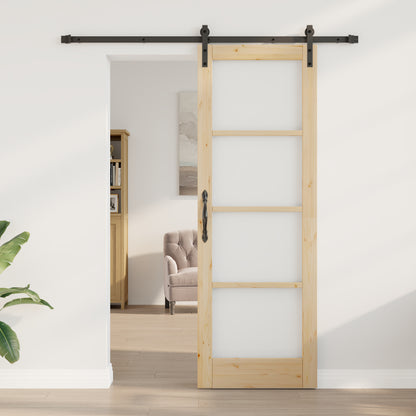 Sliding Door with Hardware Set 'ORKDAL'Solid Wood & Glass, vidaXL Interior Door with Glass 'ORKDAL'73.5x211x4 cm Solid Wood Pine