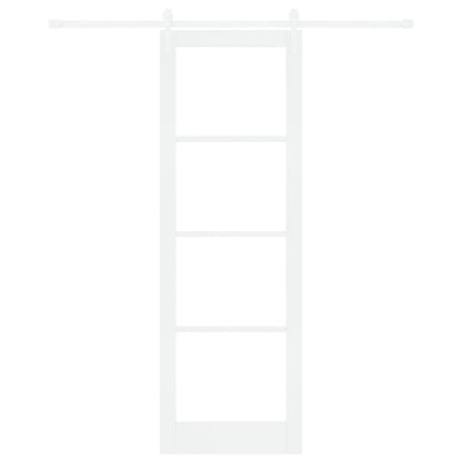 Sliding Door with Hardware Set "ORKDAL" White Solid Wood & Glass, vidaXL Interior Door with Glass "ORKDAL" White 78x232 cm