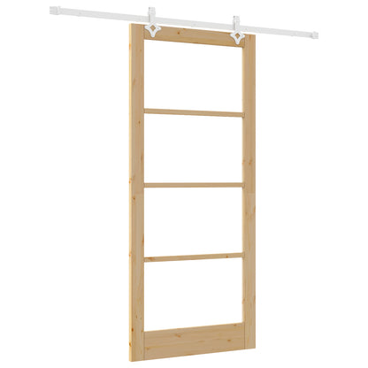 Sliding Door with Hardware Set 93x211 cm Solid Wood Pine, vidaXL Interior Door with Glass 'ORKDAL'93x211x4 cm Solid Wood Pine