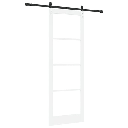 Sliding Door with Hardware Set "ORKDAL" White Solid Wood & Glass, vidaXL Interior Door with Glass "ORKDAL" White 83x232x4 cm