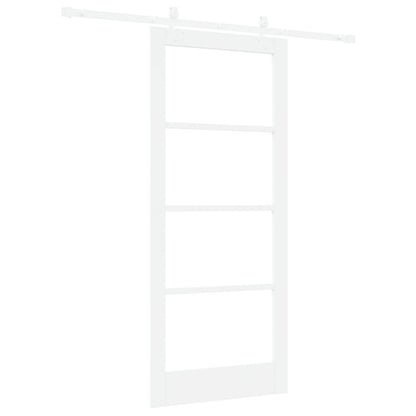Sliding Door with Hardware Set White 86x198,5 cm Solid Wood Pine, vidaXL Interior Door with Glass 'ORKDAL'White 86x198,5x4 cm