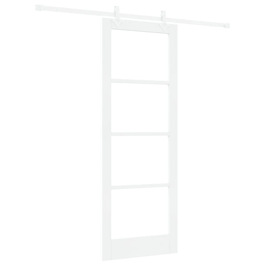Sliding Door with Hardware Set White 78x211 cm Solid Wood Pine, vidaXL Interior Door with Glass "ORKDAL" White 78x211x4 cm