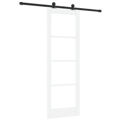 Sliding Door with Hardware Set 'ORKDAL'White Solid Wood & Glass, vidaXL Interior Door with Glass 'ORKDAL'White 73.5x211x4 cm