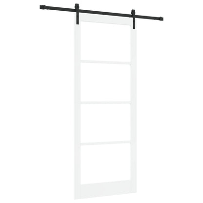 Sliding Door with Hardware Set 'ORKDAL'White Solid Wood & Glass, vidaXL Interior Door with Glass 'ORKDAL'White 93x232x4 cm