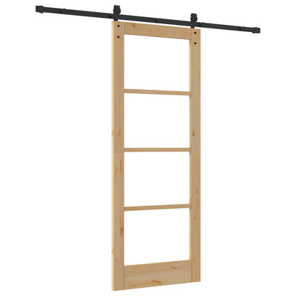 Sliding Door with Hardware Set "ORKDAL" Solid Wood & Glass, vidaXL Interior Door with Glass "ORKDAL" 78x202x4 cm Solid Wood Pine