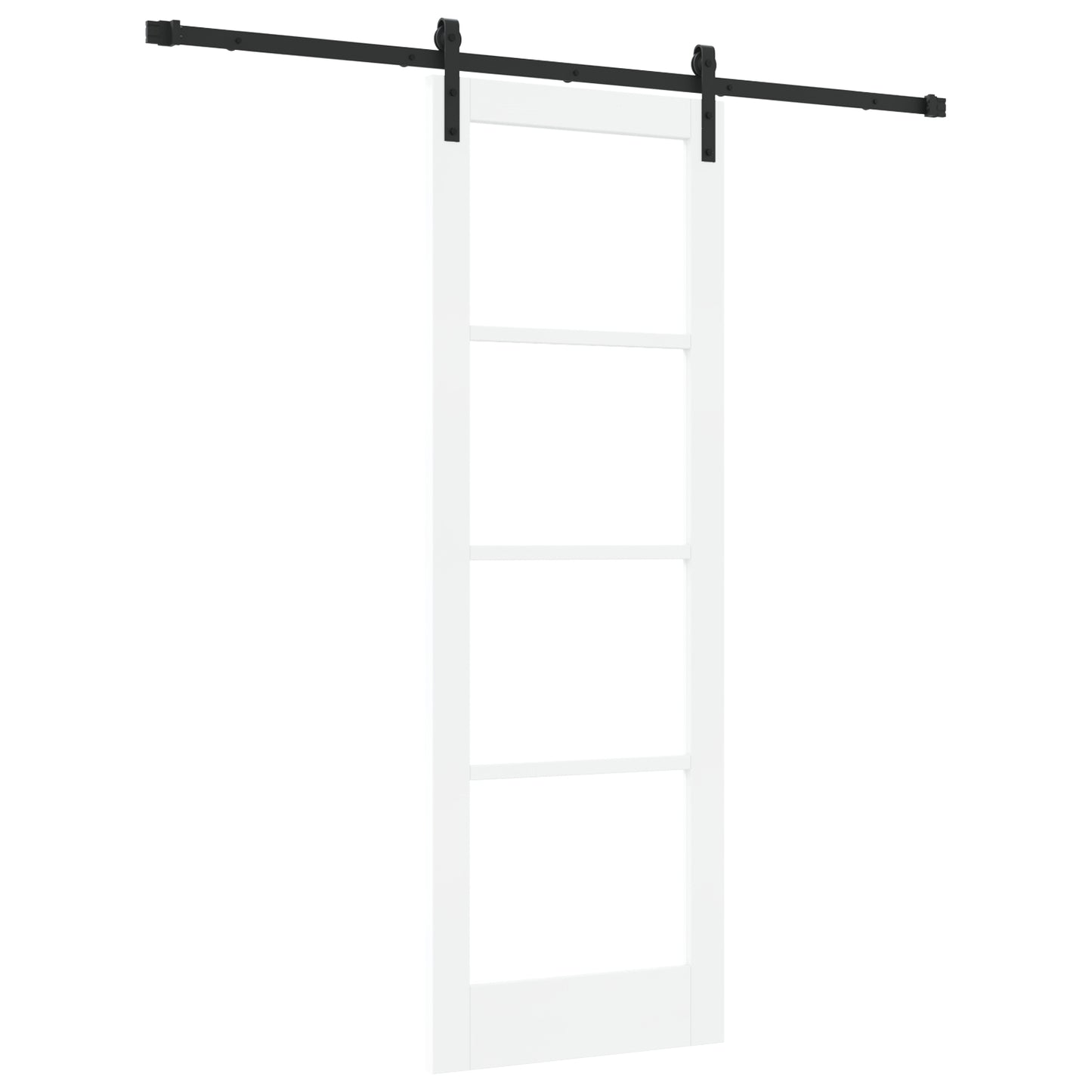 Sliding Door with Hardware Set "ORKDAL" White Solid Wood & Glass, vidaXL Interior Door with Glass "ORKDAL" White 73.5x211x4 cm