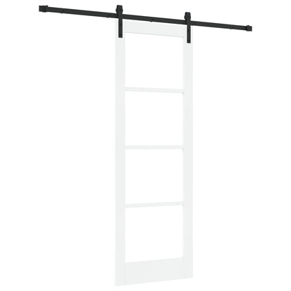 Sliding Door with Hardware Set "ORKDAL" White Solid Wood & Glass, vidaXL Interior Door with Glass "ORKDAL" White 73.5x211x4 cm