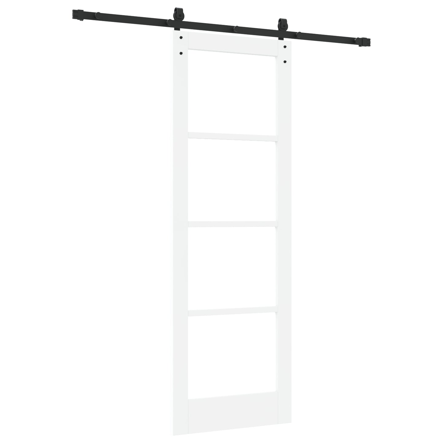 Sliding Door with Hardware Set "ORKDAL" White Solid Wood & Glass, vidaXL Interior Door with Glass "ORKDAL" White 73.5x211x4 cm