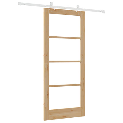 Sliding Door with Hardware Set 86x198.5 cm Solid Wood Pine, vidaXL Interior Door with Glass 'ORKDAL'86x198.5x4 cm Solid Wood Pine